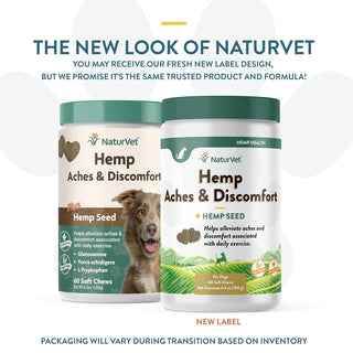 NaturVet Hemp Aches & Discomfort Soft Chews Plus Hemp Seed for Dogs