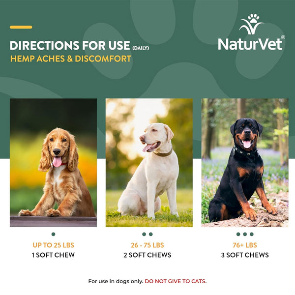 NaturVet Hemp Aches & Discomfort Soft Chews Plus Hemp Seed for Dogs