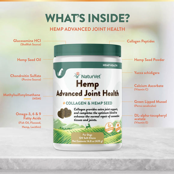 NaturVet Hemp Advanced Joint Health Soft Chews for Dogs