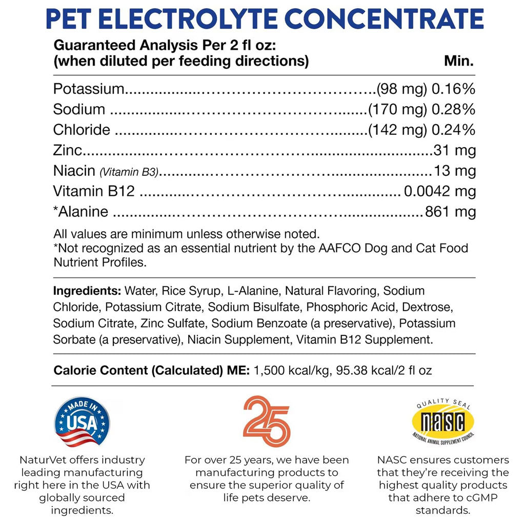 NaturVet Pet Electrolyte Concentrate for Dogs & Cats