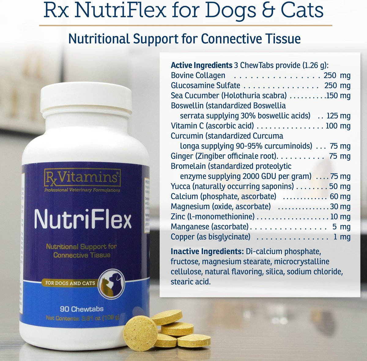 Rx Vitamins NutriFlex Joint Supplement for Dogs & Cats (90 chewtabs)