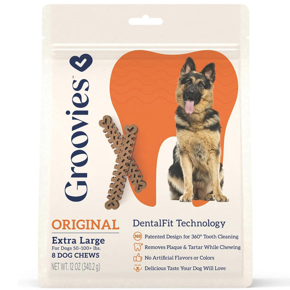 Groovies Original Chicken Flavor Dental Chews for Extra Large Dogs