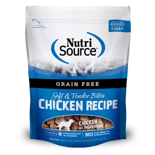 NutriSource Soft Tender Bites Chicken Recipe Dog Treats, 6-oz