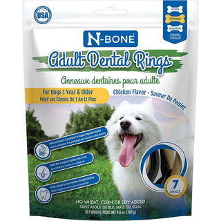 N-Bone Adult Dental Rings Dog Chew Chicken Flavor, 7 count