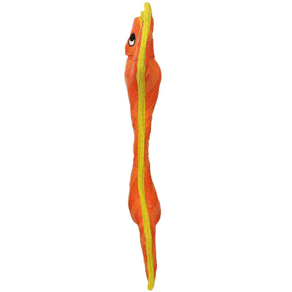 Orange and yellow fish-shaped toy on a white background