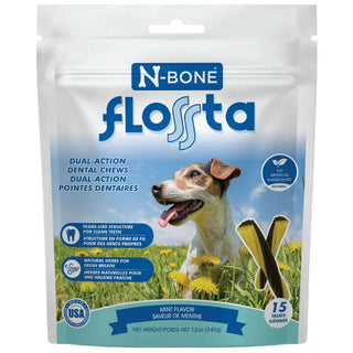 N-Bone FLOSSta Dual Action Mint Flavor Dental Dog Chews 15ct