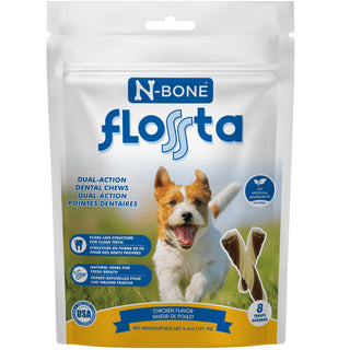 N-Bone FLOSSta Dual Action Chicken Flavor Dental Dog Chews 8ct