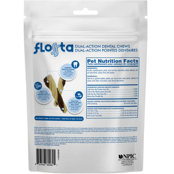 N-Bone FLOSSta Dual Action Beef Liver Flavor Dental Dog Chews 8count backside