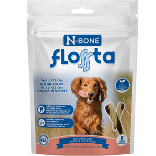 N-Bone FLOSSta Dual Action Beef Liver Flavor Dental Dog Chews 8 count