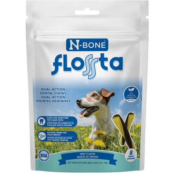 N-Bone FLOSSta Dual Action Mint Flavor Dental Dog Chews 8ct