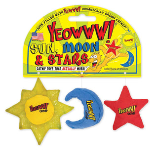 Yeowww! Sun, Moon,  Stars Catnip Cat Toys, 3-pack