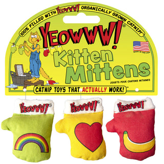 Yeowww Kitten Mittens Catnip Cat Toys, 3-pack