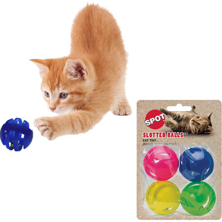 Ethical Pet Spot Slotted Balls Cat Toy Multi-Color, 4-count