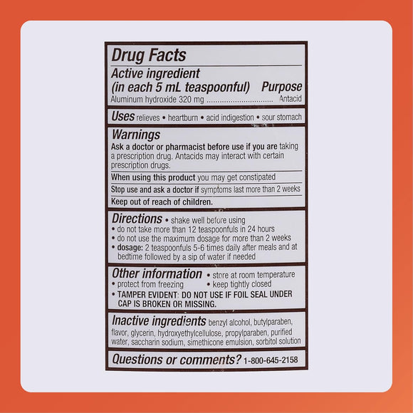 Aluminum Hydroxide (Generic) Gel for Dogs & Cats, Mint Flavor,  473ml, 64mg/ml