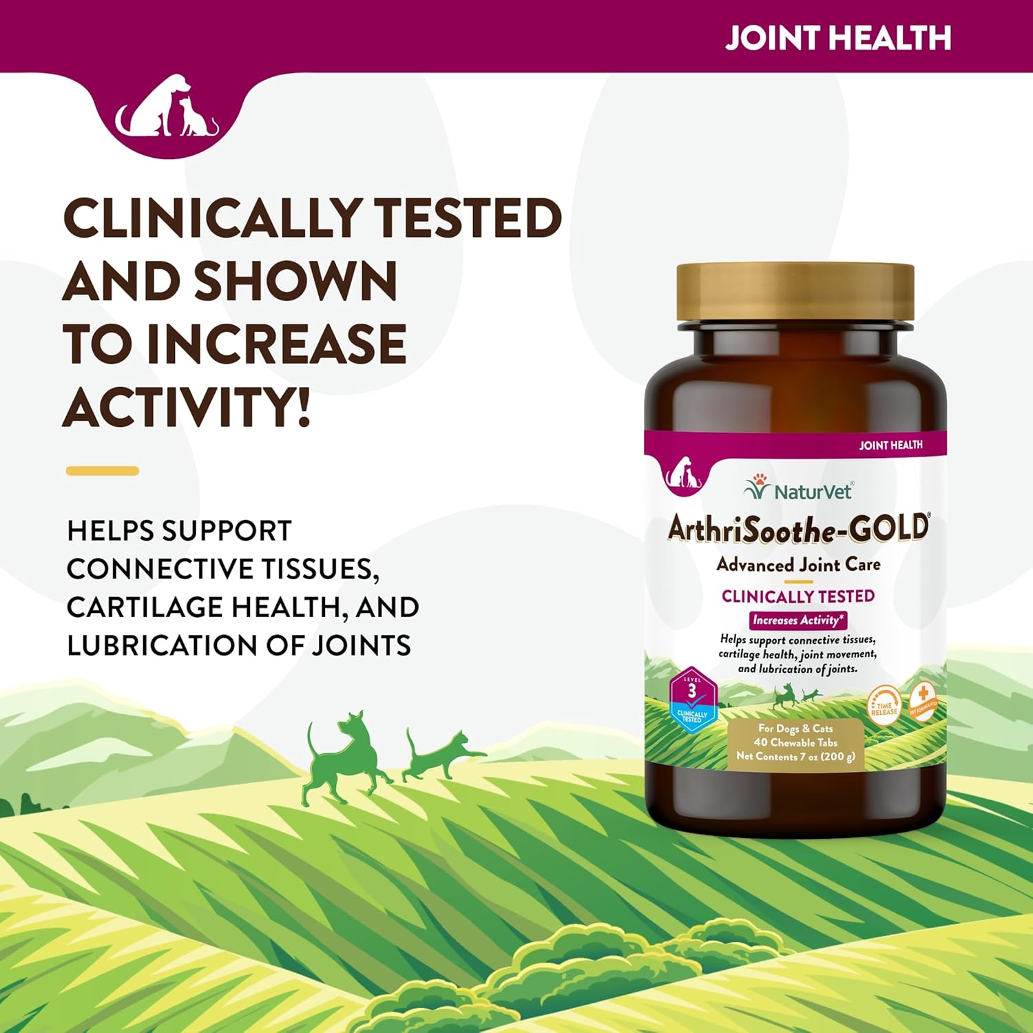 NaturVet ArthriSoothe-Gold Advance Level 3 Joint Care Chewable Tablets for Dogs & Cats