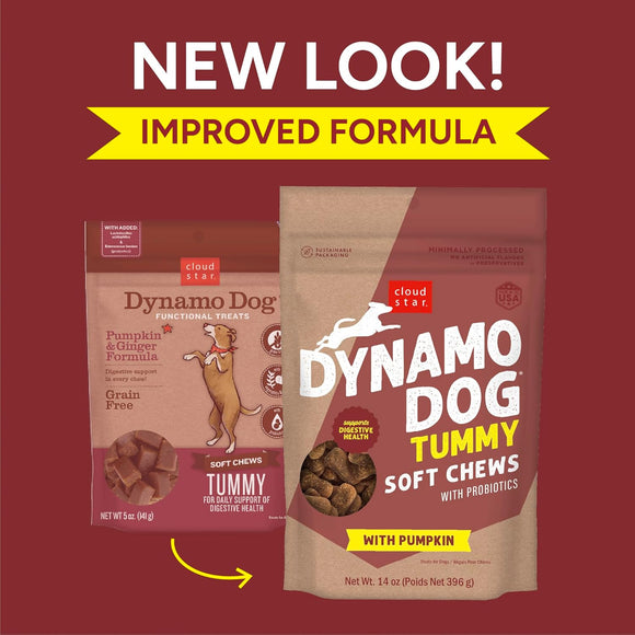 Cloud Star Dynamo Dog Tummy Soft Chews with Probiotic & Pumpkin