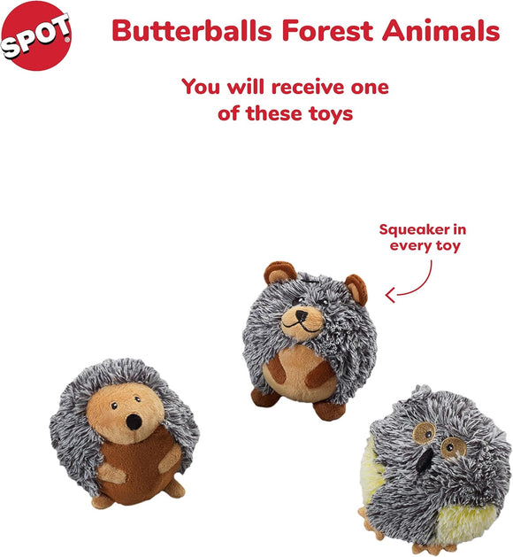 Ethical Pet Spot Butterballs Forest Dog Toy, 4-Inch, Assorted