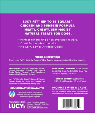 Lucy Pet Products Hip to Be Square Chicken  & Pumpkin Formula Dog Treats