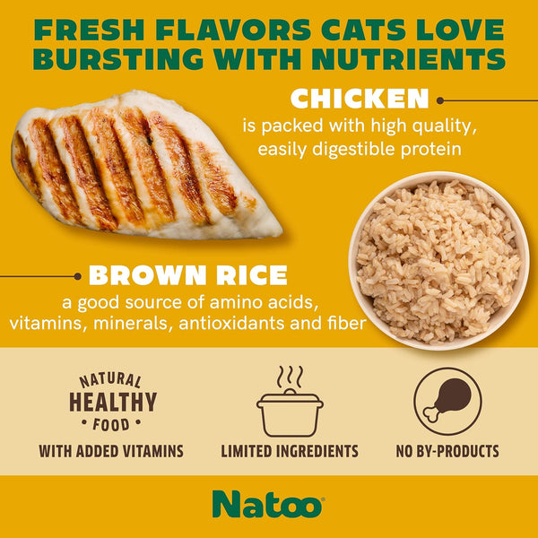 Natoo Meal Topper or Treat Chicken & Brown Rice in Broth Cat Food