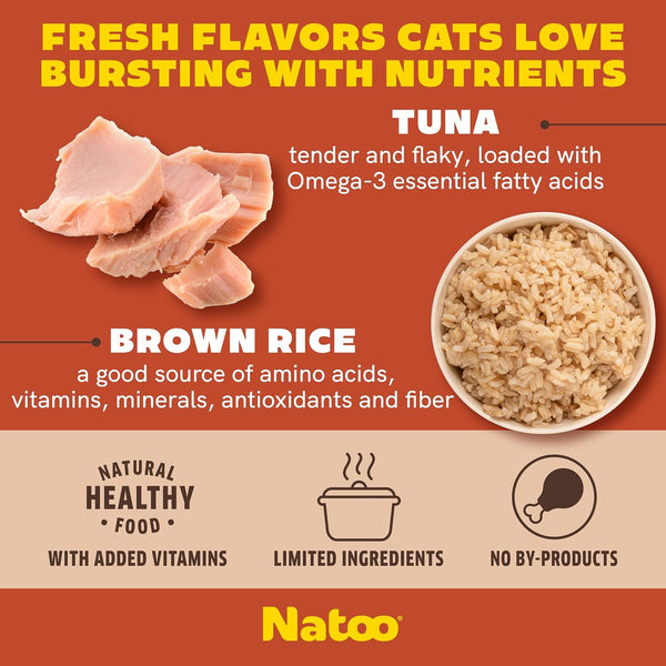 Natoo Meal Topper or Treat Tuna & Brown Rice in Broth Cat Food