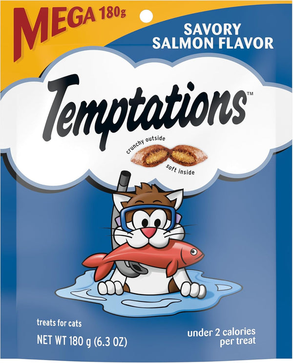 Temptations Classics Savory Salmon Flavor Soft & Crunchy Cat Treats 6oz