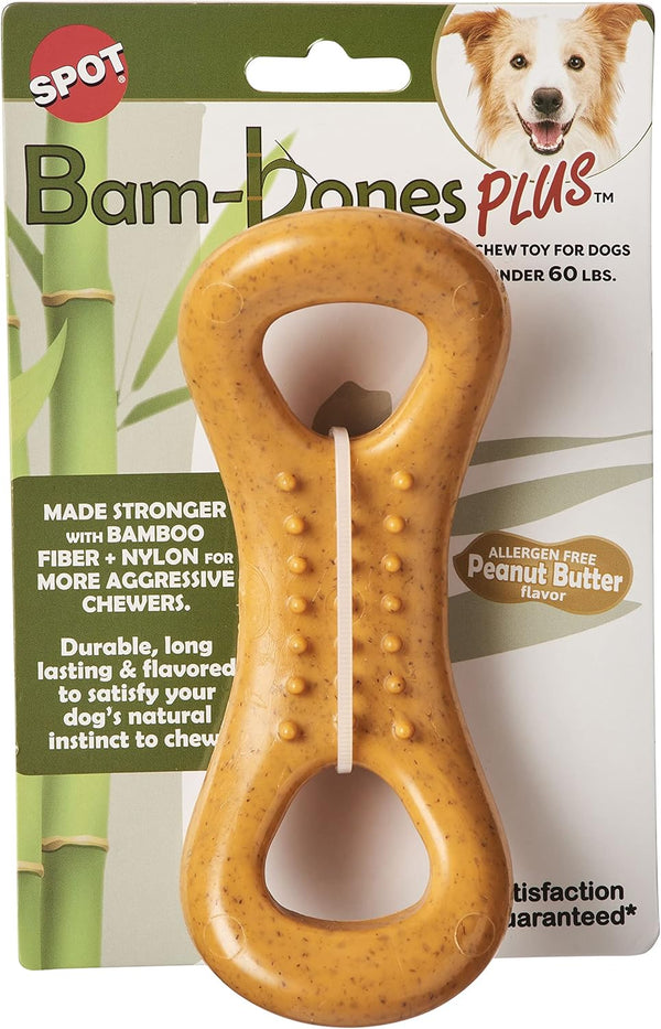 Bam Bones Plus Figure 8 Dog Chew Toy Peanut Butter Flavor