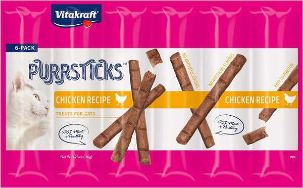 Vitakraft Purrsticks Chicken Recipe Treat for Cats, 1.26-oz (6-pack)