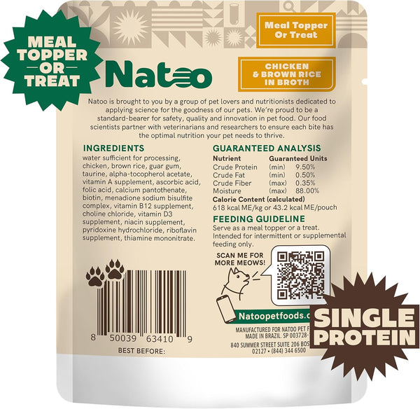 Natoo Meal Topper or Treat Chicken & Brown Rice in Broth Cat Food