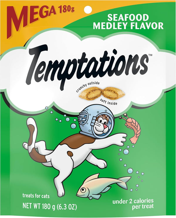 Temptations Classics Seafood Medley Flavor Soft & Crunchy Cat Treats 6oz