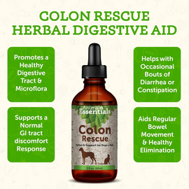 Animal Essentials Colon Rescue Herbal Tonic to Support Normal Bowel Function for Dogs & Cats - Pet Vitamins &