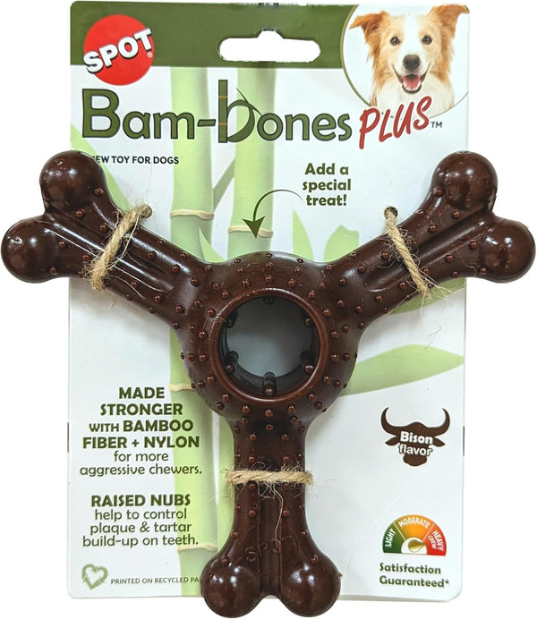 Ethical Pet Bam-Bones Plus Triple Bison Tough Dog Chew Toy 4in