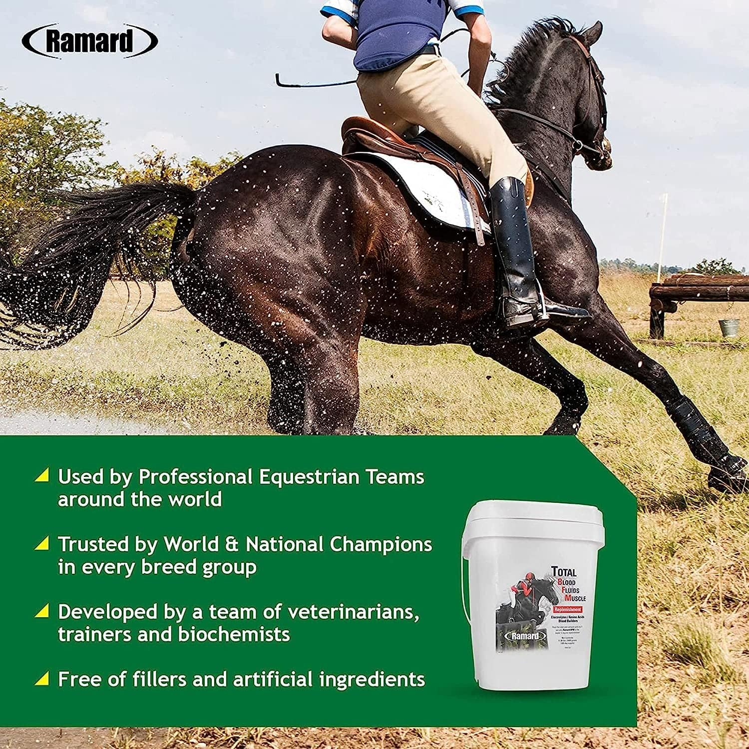 Ramard Total Blood Fluids Muscle Electrolytes Supplement For Horses (1.98 lb, 30 day supply)