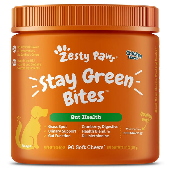 Zesty Paws Stay Green Bites Chicken Flavor Digestive Supplement For Dogs (90 ct)