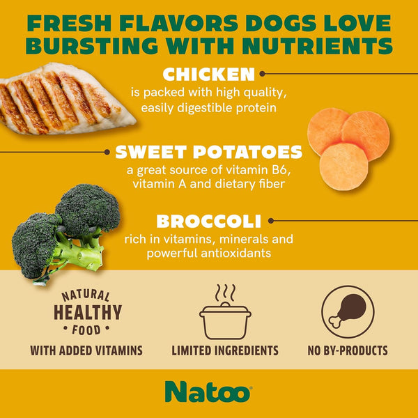 Natoo Meal Topper or Treat Chicken, Sweet Potato Broccoli in Broth Dog Food