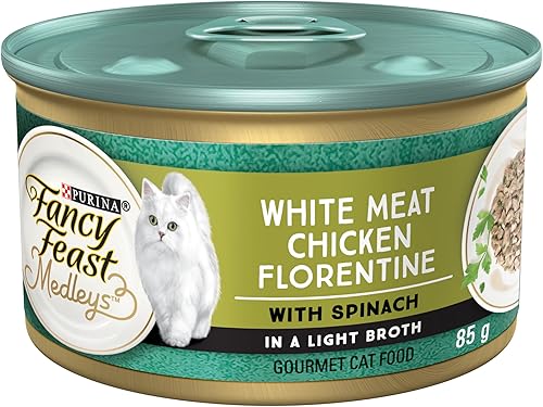 Fancy Feast Medleys White Meat Chicken Florentine in Sauce Wet Cat Food, 3-oz case of 24