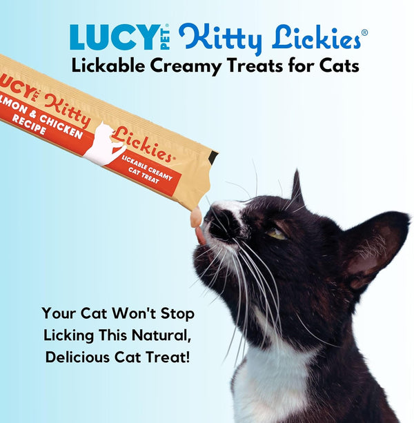 Lucy Pet Products Kitty Lickies Salmon & Chicken Recipe Licakble Creamy Cat Treat