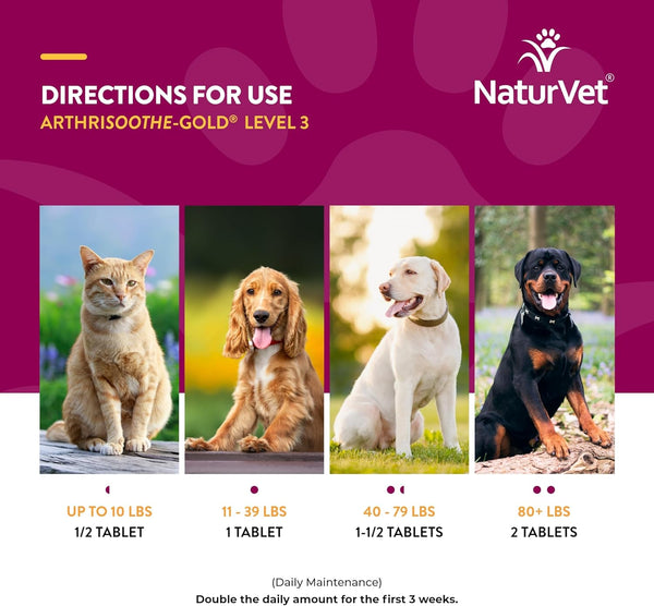 NaturVet ArthriSoothe-Gold Advance Level 3 Joint Care Chewable Tablets for Dogs & Cats