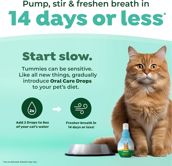 TropiClean Fresh Breath Drops Oral Care Water Additive for Cats (2.2 oz)