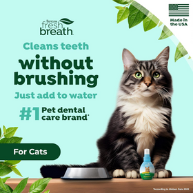 TropiClean Fresh Breath Drops Oral Care Water Additive for Cats (2.2 oz) - 0