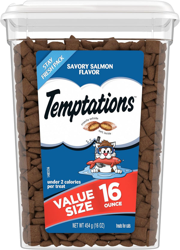 Temptations Classics Savory Salmon Flavor Soft & Crunchy Cat Treats 16oz