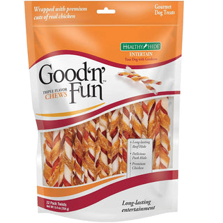 Good 'N' Fun Triple Flavor Twists Dog Treats, Beef, Pork & Chicken, 22-count