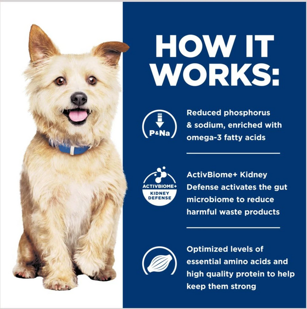 Science diet kidney care dog food is made with high quality protein