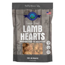 Package of freeze-dried lamb hearts for pets on a wooden background