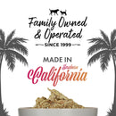 Product with 'Family Owned & Operated Since 1999, Made in Southern California' text and palm tree silhouettes.