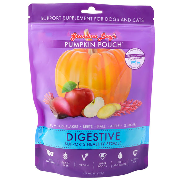 Grandma Lucy's Pumpkin Pouch Digestive Freeze-Dried Dog & Cat Food Topper for Dogs & Cats - 6oz