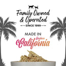 Product with 'Family Owned & Operated Since 1999, Made in Southern California' text and palm tree silhouettes.