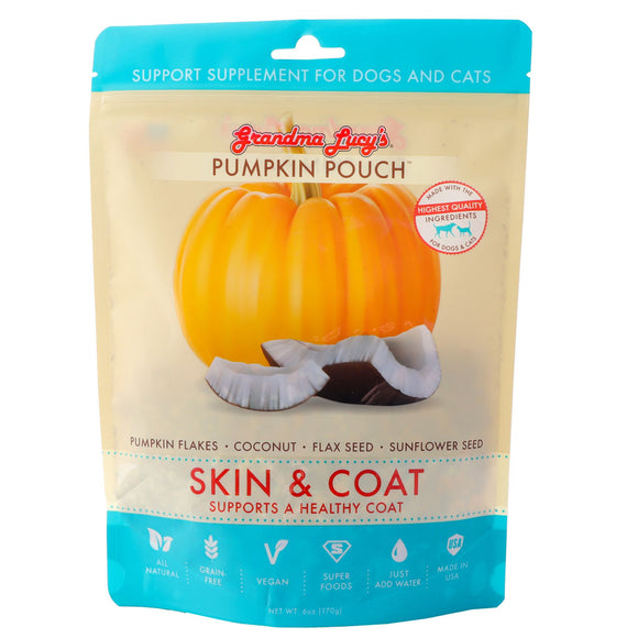 Grandma Lucy's Pumpkin Pouch Skin & Coat Freeze-Dried Dog & Cat Food Topper for Dogs & Cats - 6oz