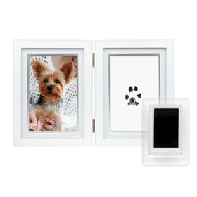 Pearhead Pawprints Desk Frame with Clean-Touch Ink Kit, 4 x 6-in, White