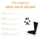 Ink pad with paw print and product features on a white background