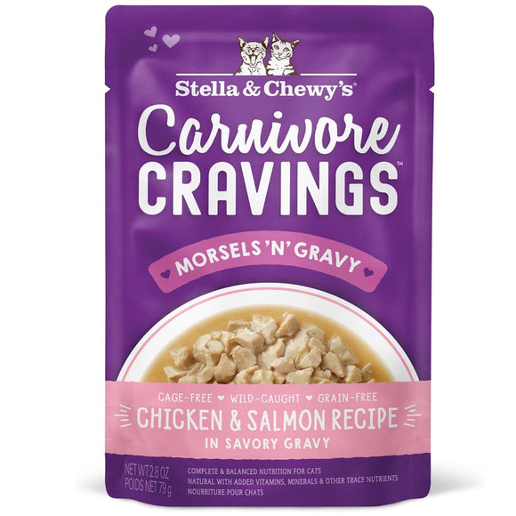 Stella & Chewy's Carnivore Cravings Morsels 'N' Gravy pouch on a white background